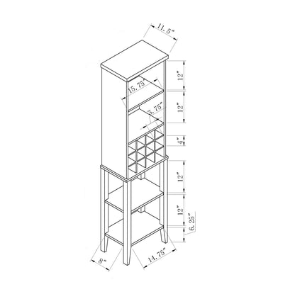 Wine Cellar, Bar Display Cabinet With Wine Glass Holder - Dark Brown