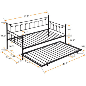 Twin Daybed With Trundle - Black