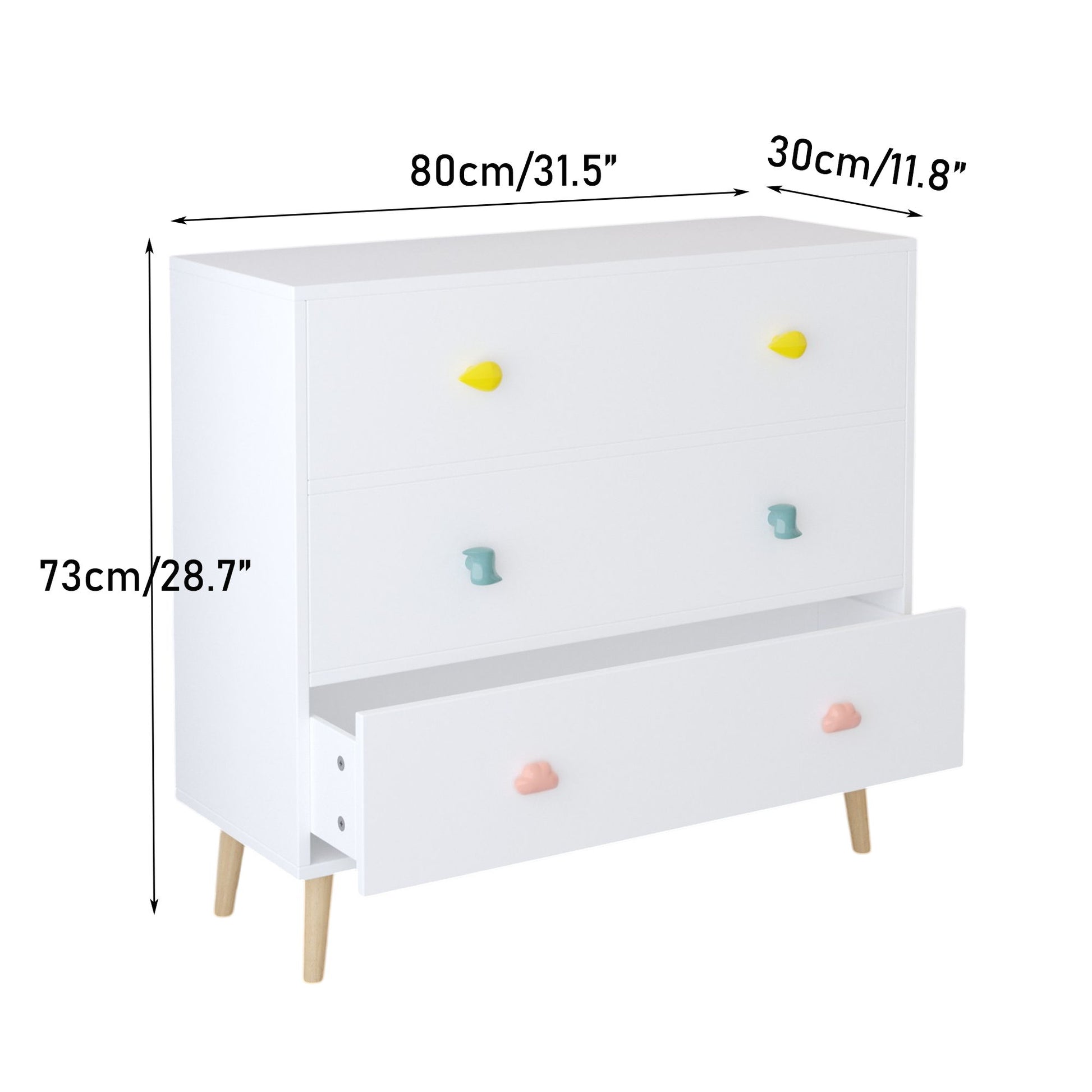 3 Drawer Dresser, Storage Cabinet With Anti Tip Safety