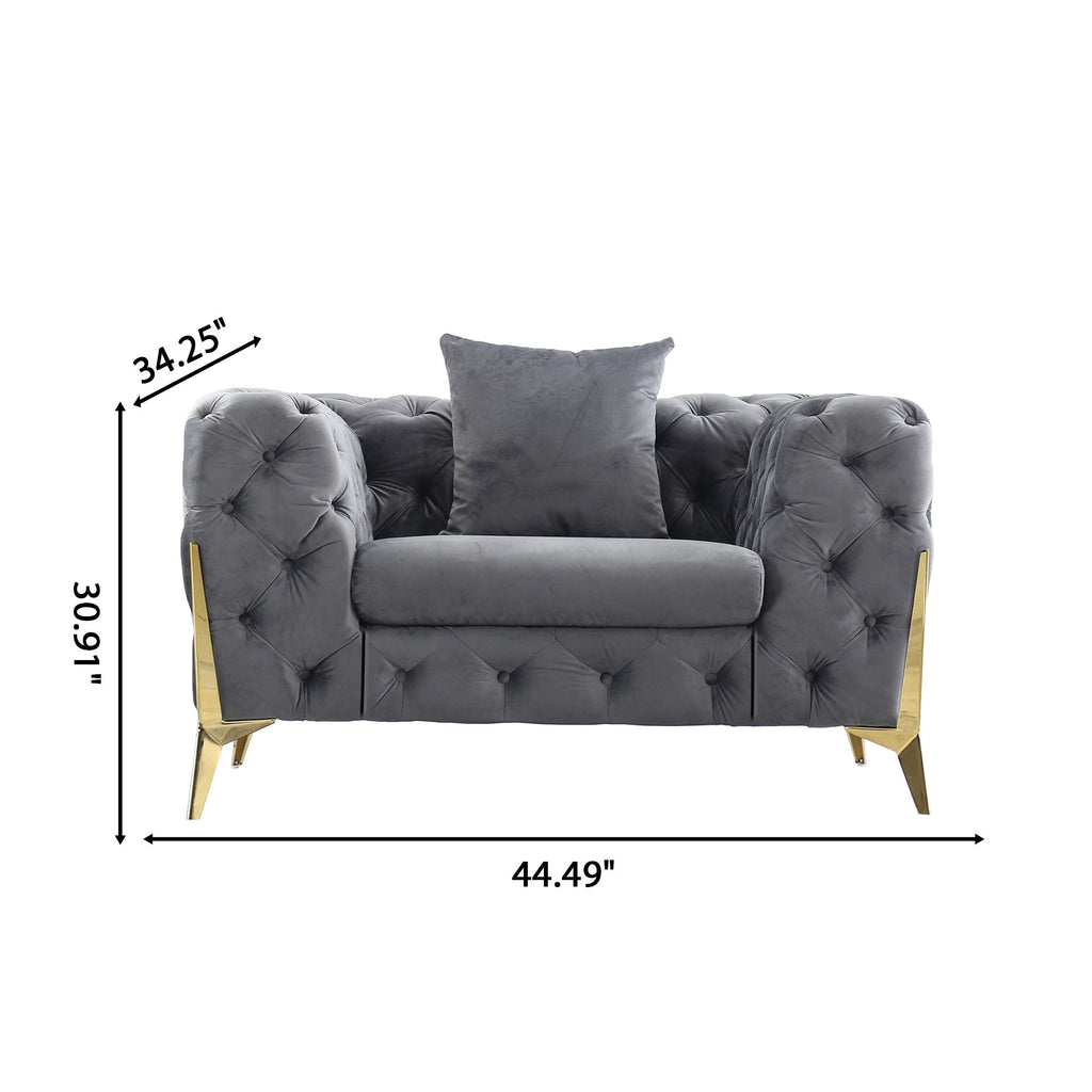 Accent Chair With Diamond Button Tufting, Matching Throw Pillow
