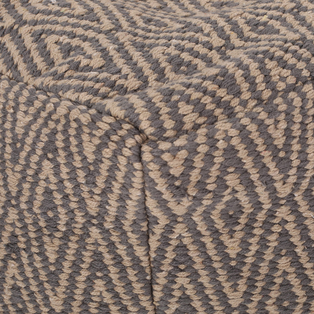 Amuleto - Hand Loomed Cotton Pouf - Dark Gray / Brown