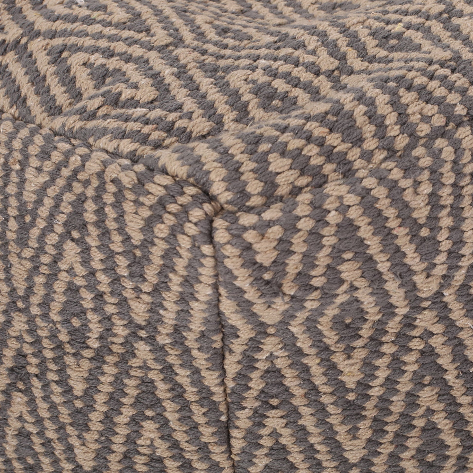 Amuleto - Hand Loomed Cotton Pouf - Dark Gray / Brown