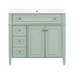 Bathroom Vanity With Sink, 3 Drawers & 2 Soft-Close Doors