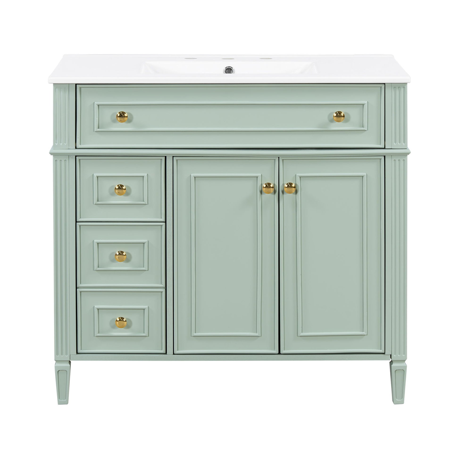 Bathroom Vanity With Sink, 3 Drawers & 2 Soft-Close Doors