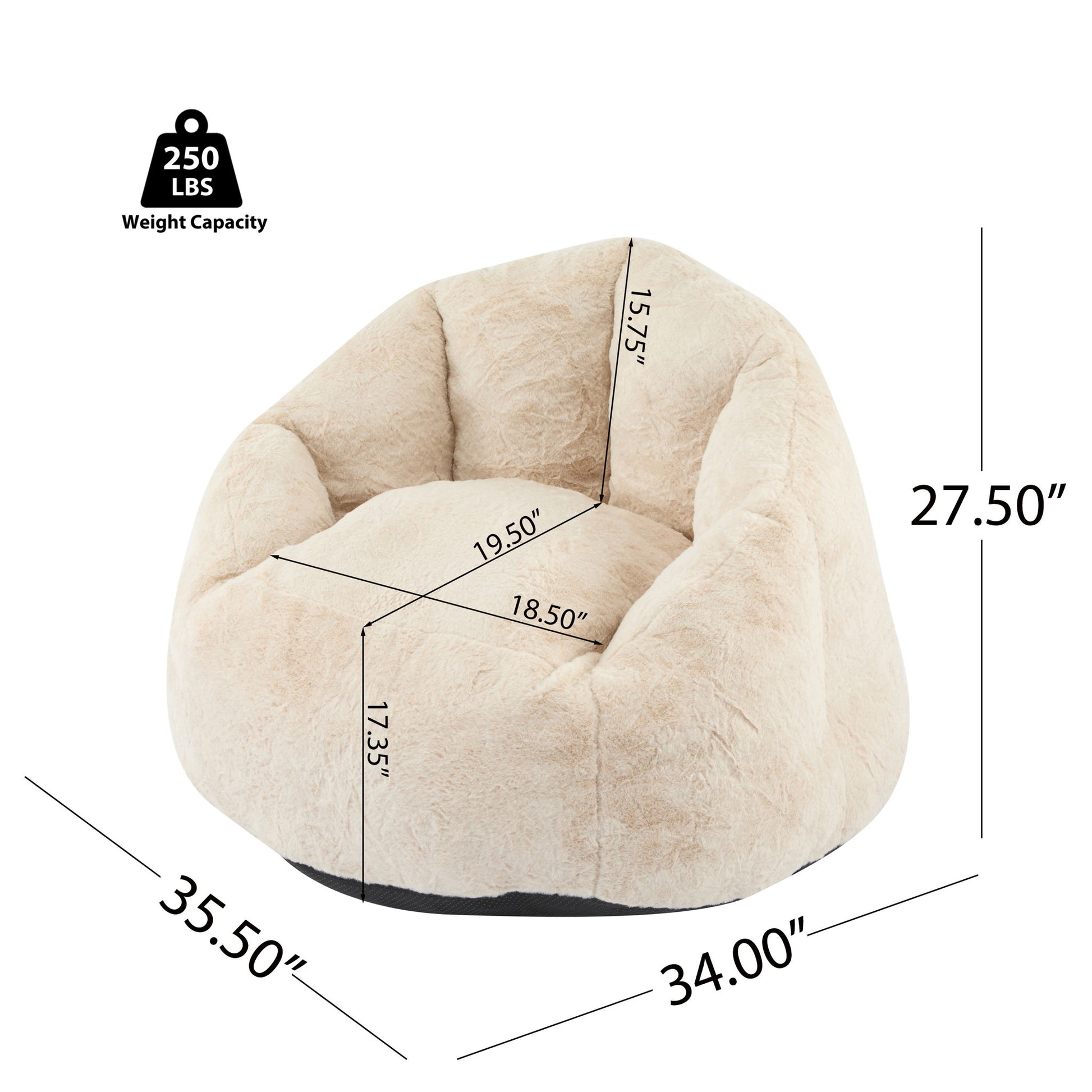 Albi - Indoor Cozy Armchair Style Bean Bag - Beige