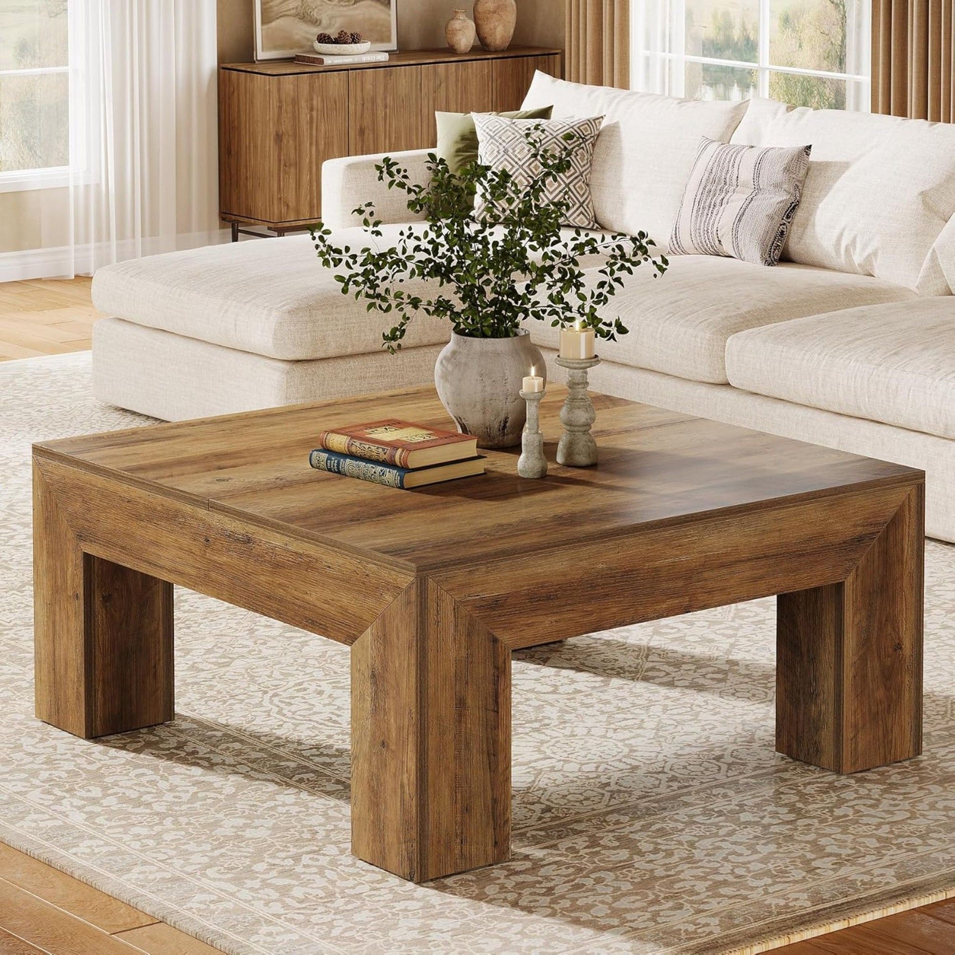 Square Coffee Table - Rustic Brown