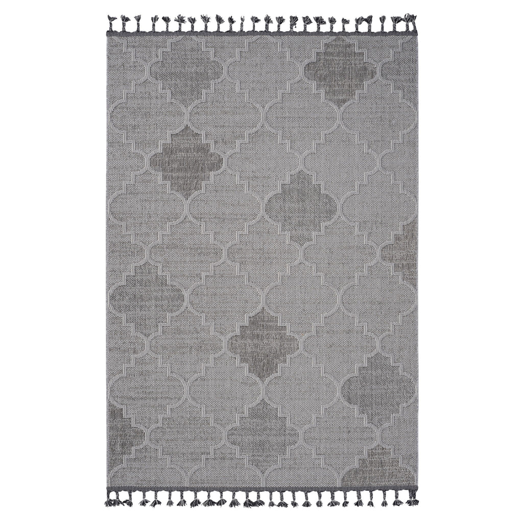 Guros - 6' X 9' Trellis Indoor / Outdoor Area Rug - White / Gray