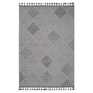 Guros - 6' X 9' Trellis Indoor / Outdoor Area Rug - White / Gray