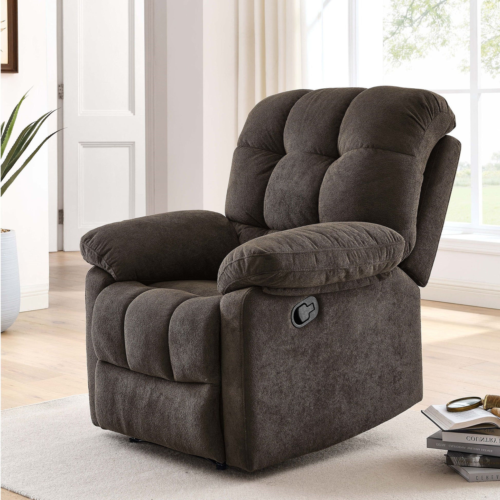 Devonaire - Manual Recliner With Padded Arms - Dark Brown