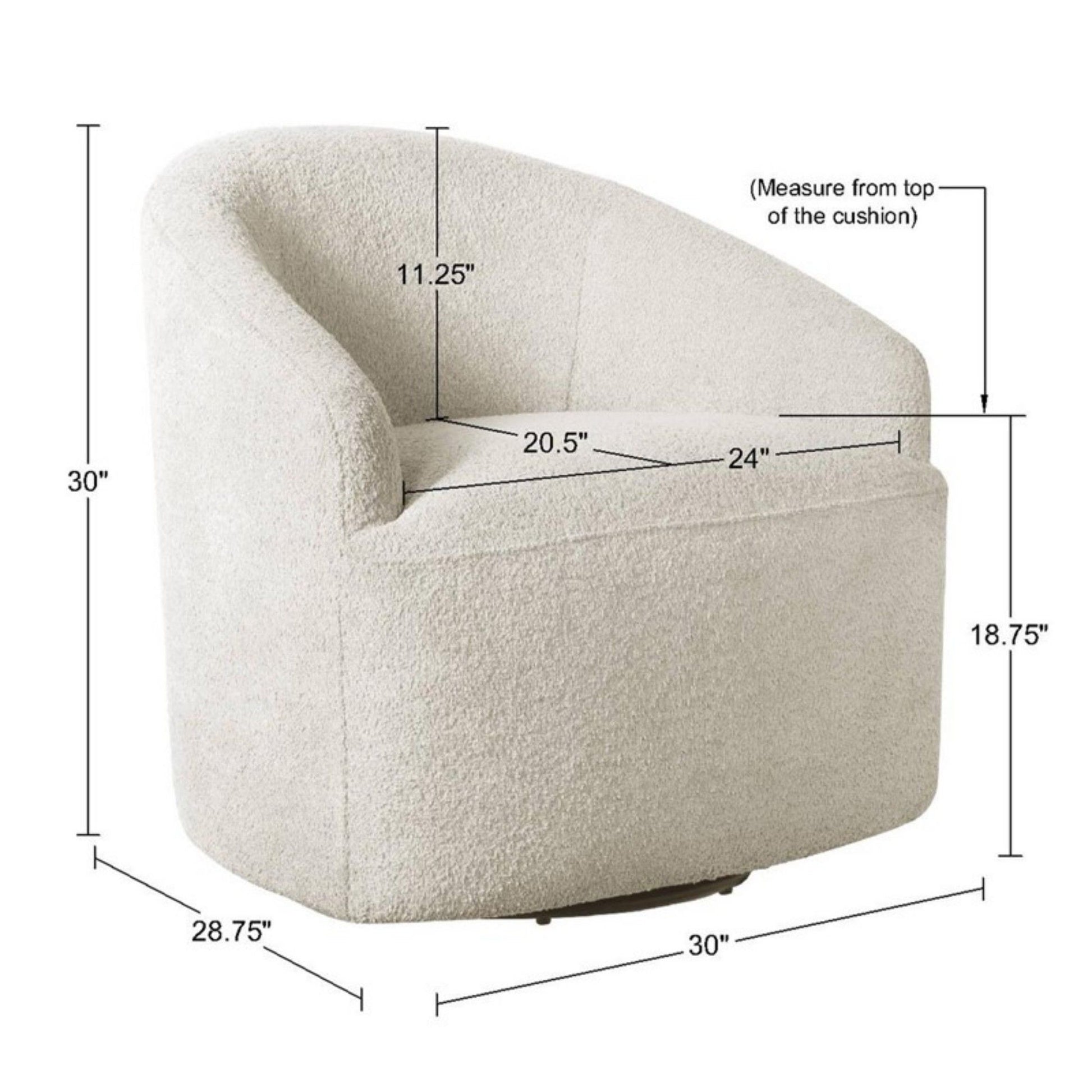 Upholstered 360 Degree Swivel Chair - Cream