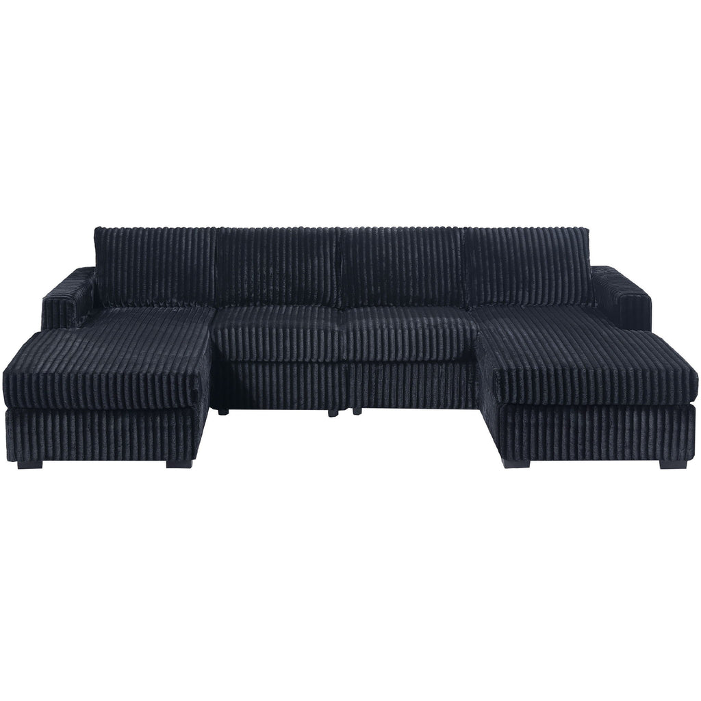 U-Shaped Sectional Set With Cushion Back Armless Chairs Right And Left Arm Chaise