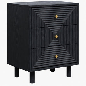 3 Drawer Nightstand - Black - Wood