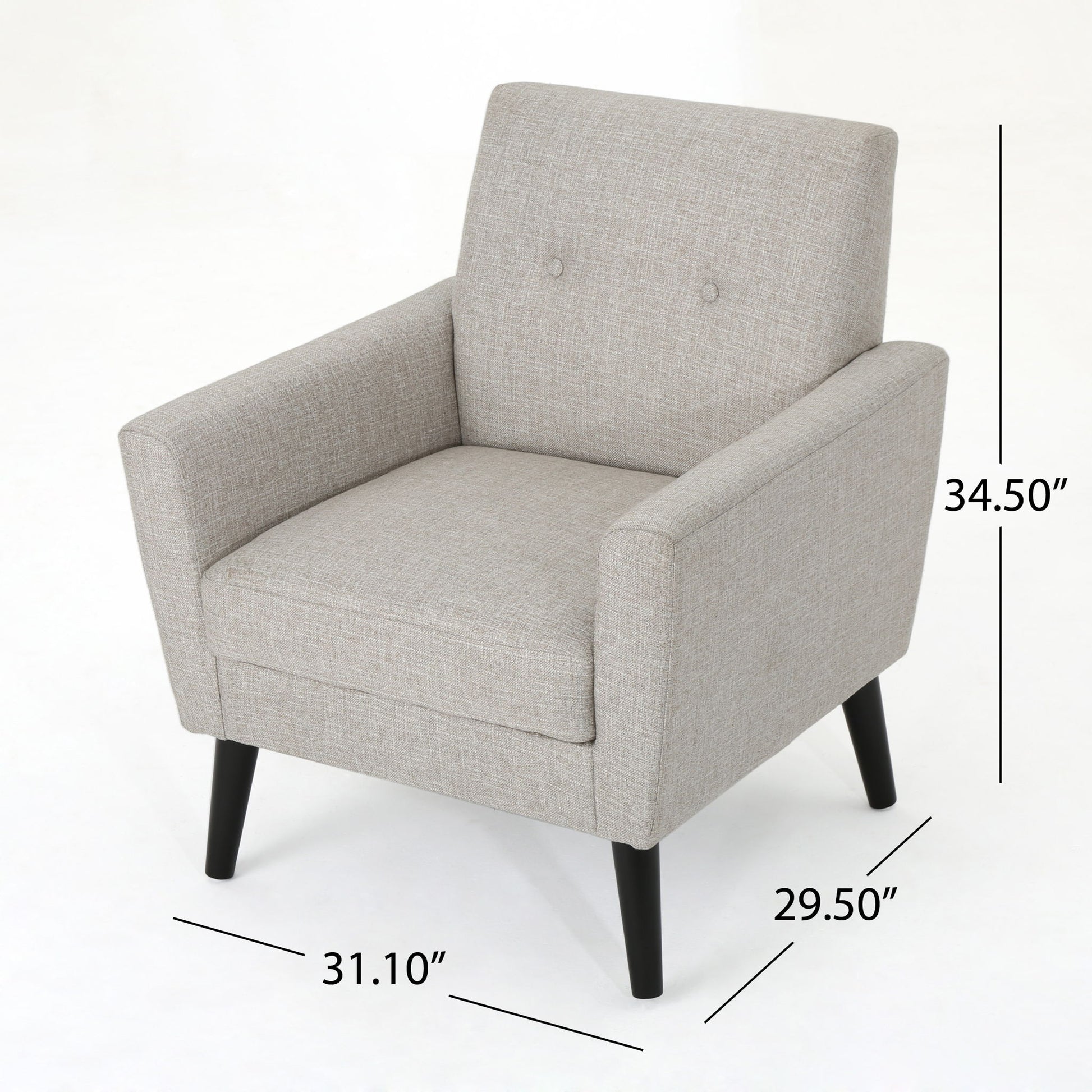 Contemporary Club Chair With Nailhead Trim Fabric And Birch Wood Legs