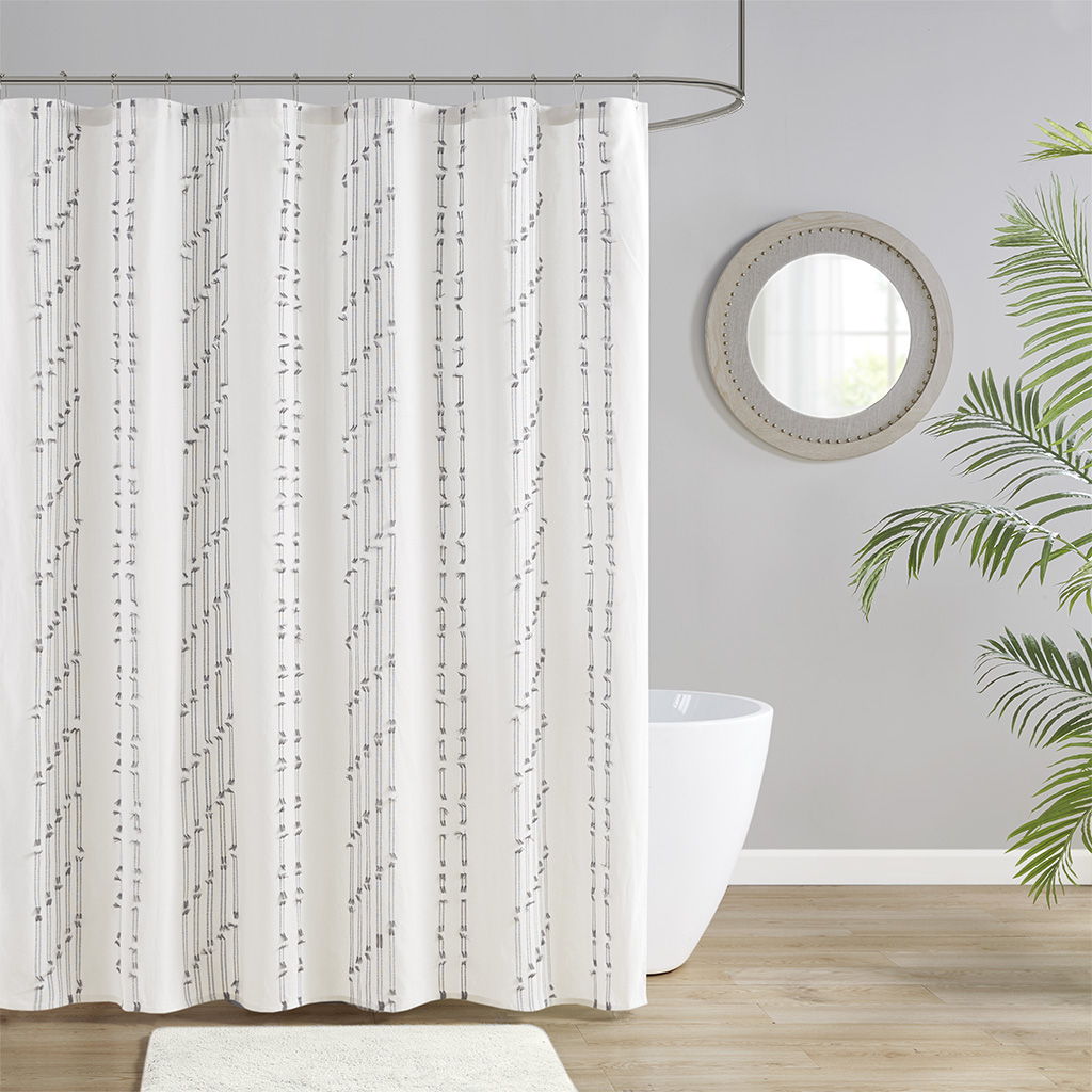 Kara - Cotton Jacquard Shower Curtain - Ivory