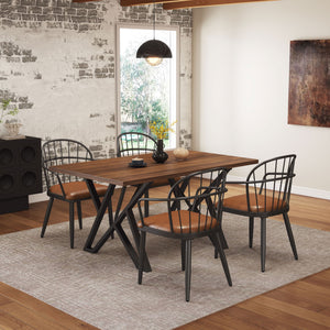 Industrial Inspired Upholstered Dining Chair Set With Metal Legs (Set of 2) - Brown