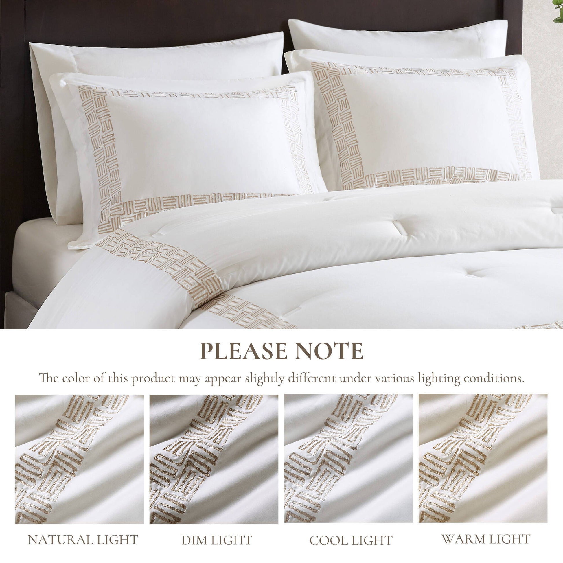 Nile - 4 Piece California King Sateen With Embroidery Oversized Comforter Set - Multi