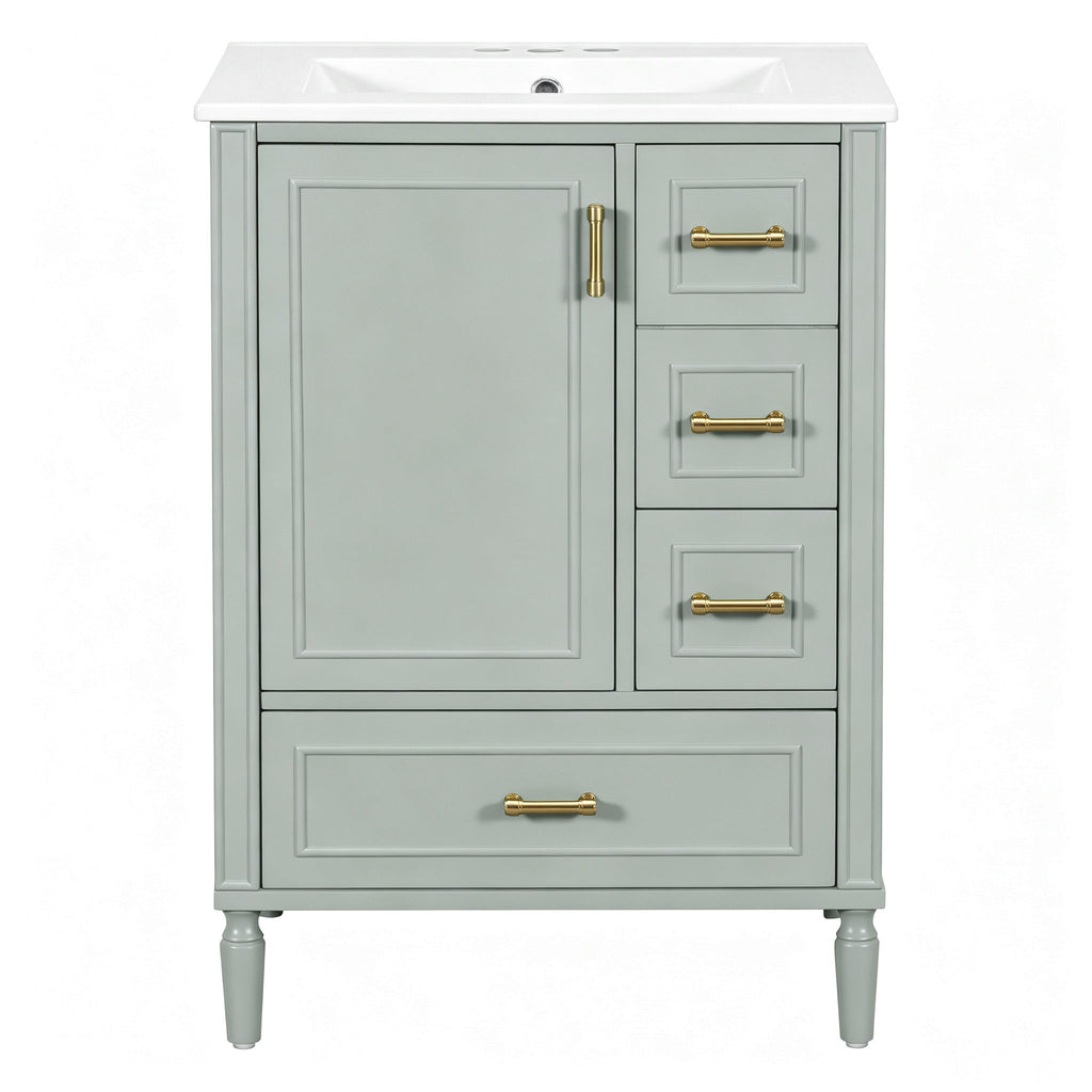 Modern Bathroom Vanity With Sink, Soft Close Doors, 3 Drawers