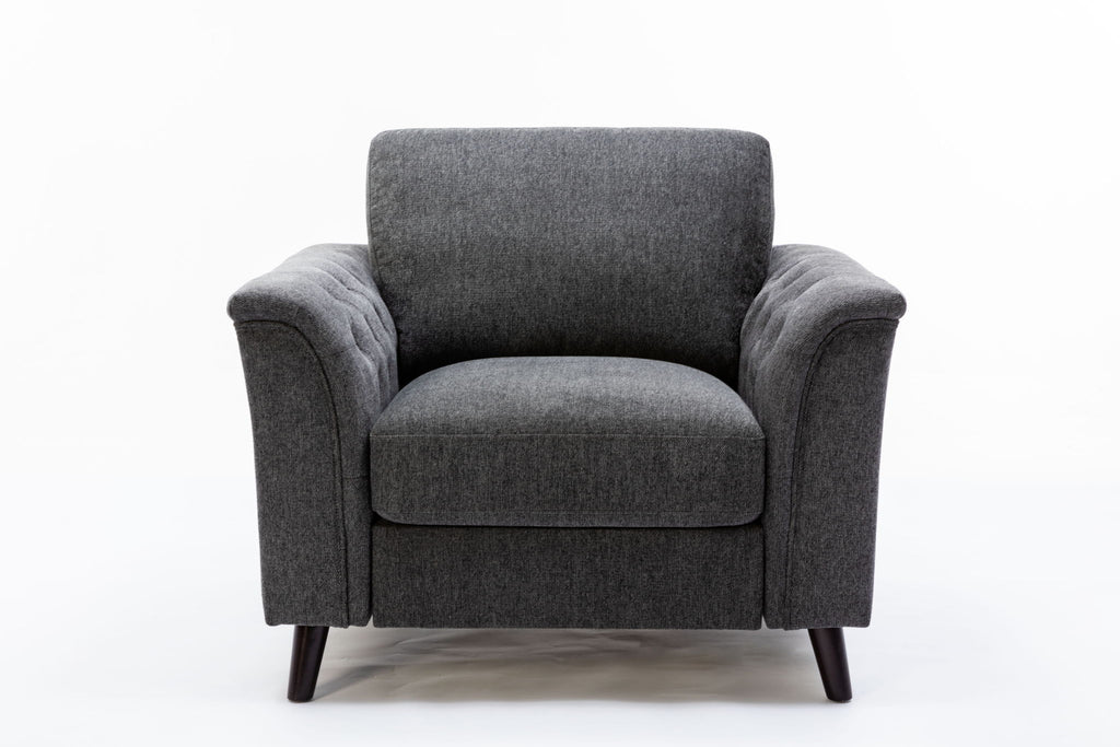 Stanton - Chair With Tufted Arms - Dark Gray