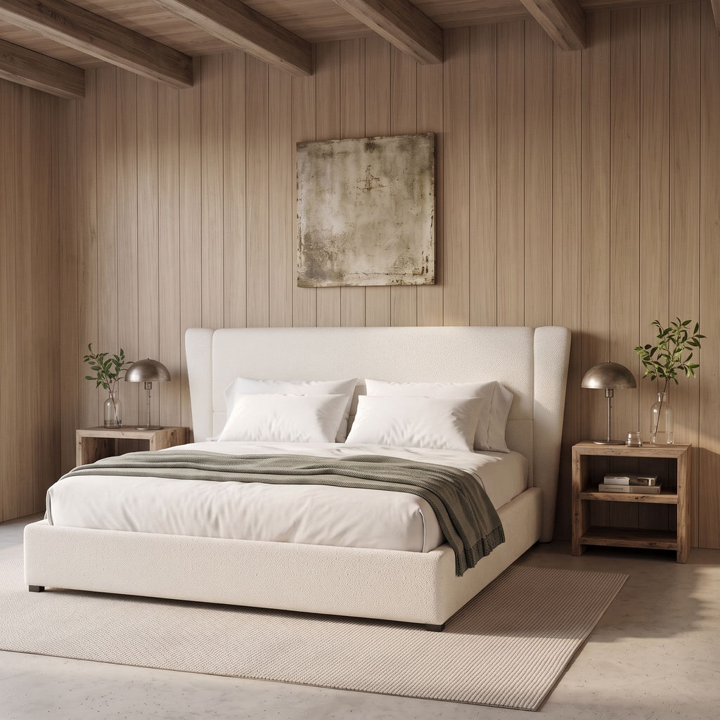 Upholstered Wingback Platform Bed Frame, No Box Spring Needed