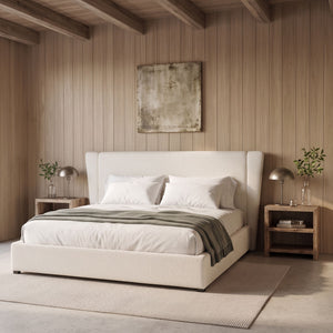Upholstered Wingback Platform Bed Frame, No Box Spring Needed