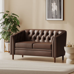 Sophisticated Loveseat With Diamond Stitched Detailing - Dark Brown