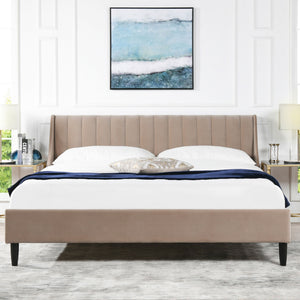Aspen - King Vertical Tufted Headboard Platform Bed Set - Mink