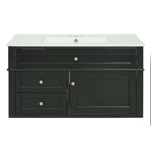 Modern Wall Mounted Floating Cabinet With Double Drawer And Sink