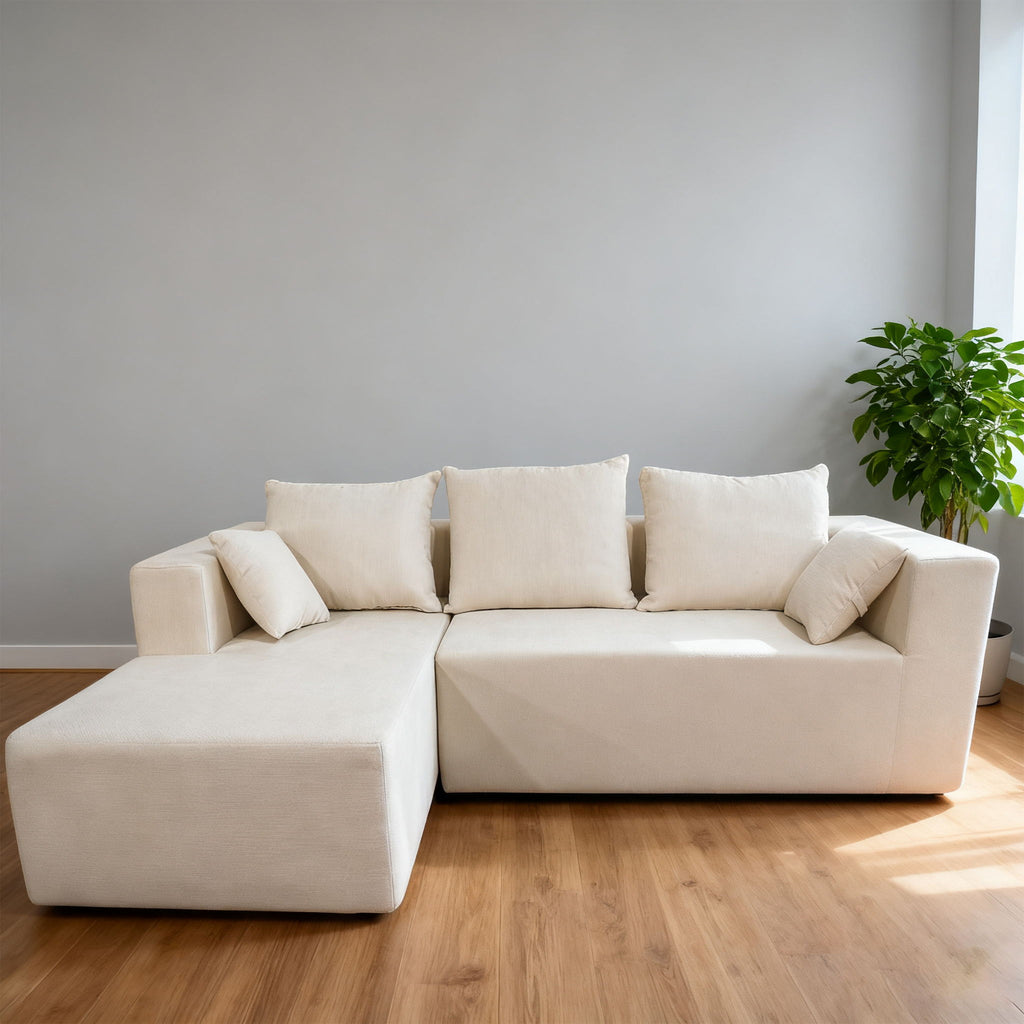 Modular Corner Sofa With Soft Linen Fabric