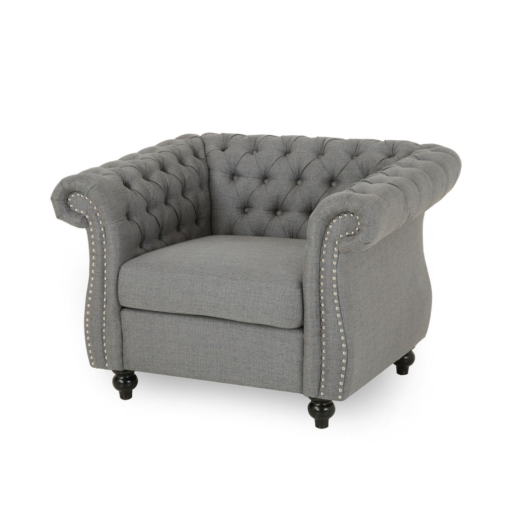 Nexuson - Upholstered Chesterfield Chair With Deep Tufted And Nailhead Trim