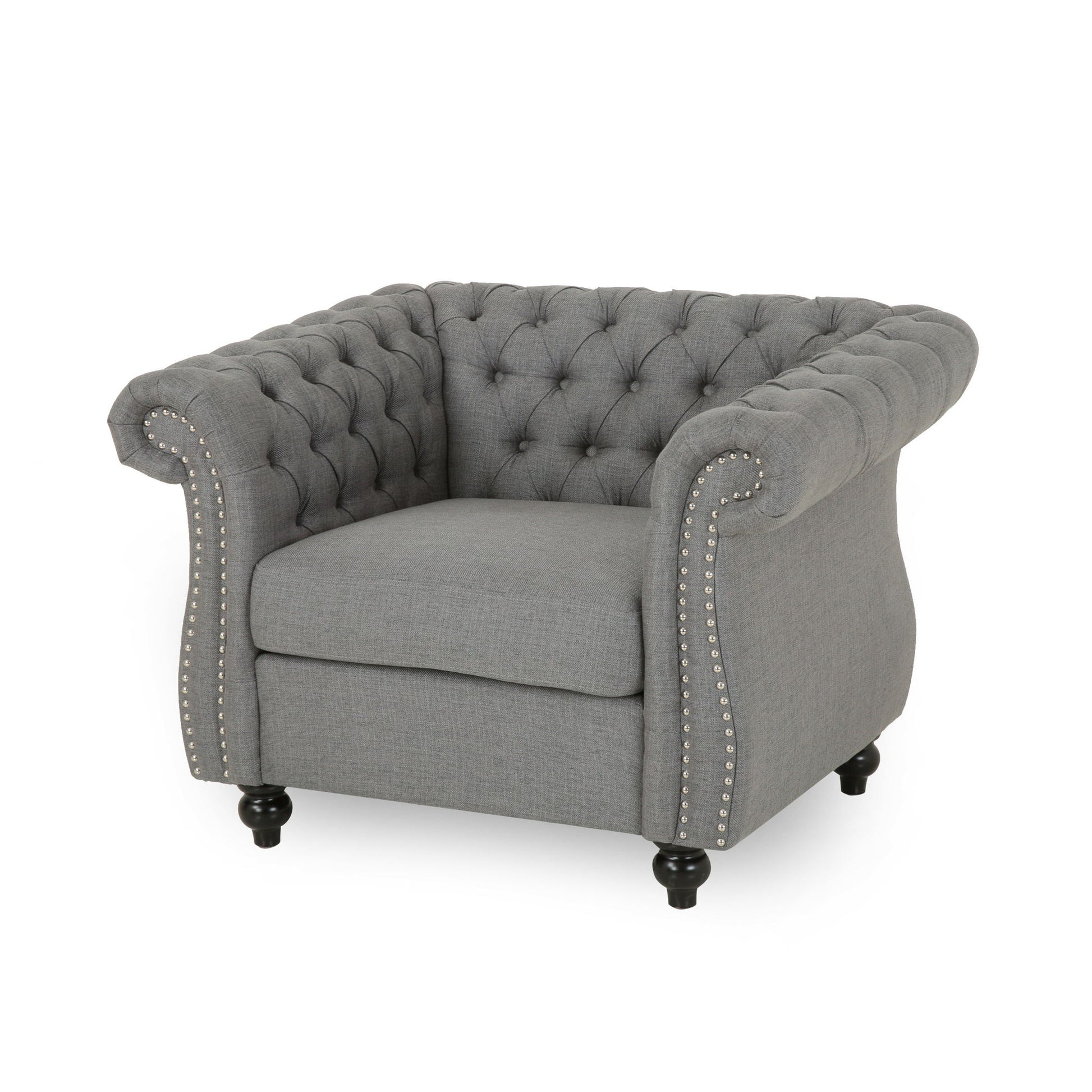 Nexuson - Upholstered Chesterfield Chair With Deep Tufted And Nailhead Trim