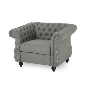 Nexuson - Upholstered Chesterfield Chair With Deep Tufted And Nailhead Trim