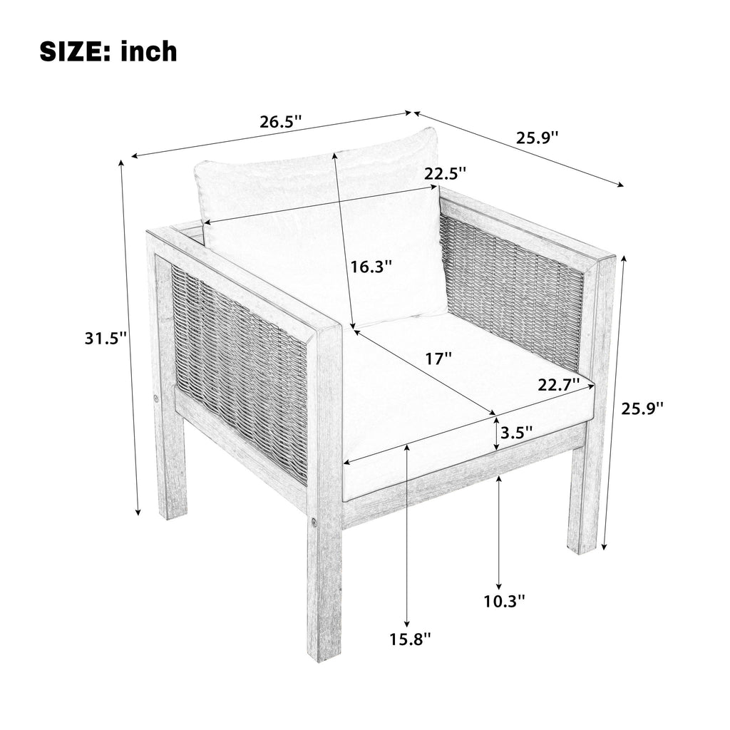 2 Piece Outdoor Armchair Set With Cushion