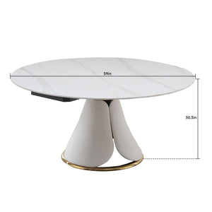 Fashion Modern Sintered Stone Dining Table With Multi Functional Retractable Design - White