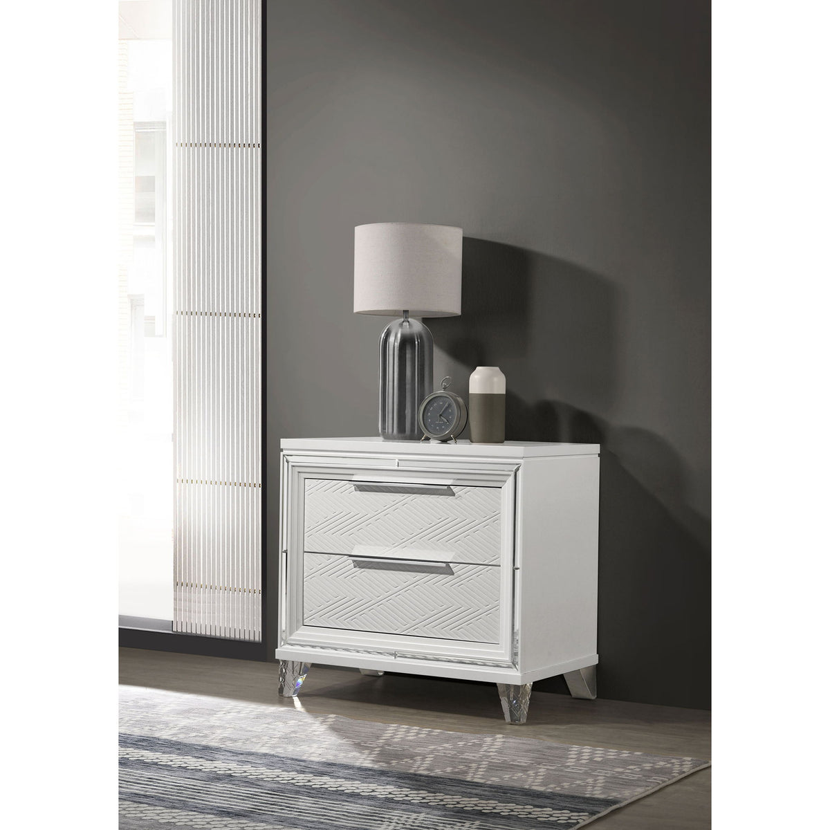 2 Drawer Nightstand With Accents - White