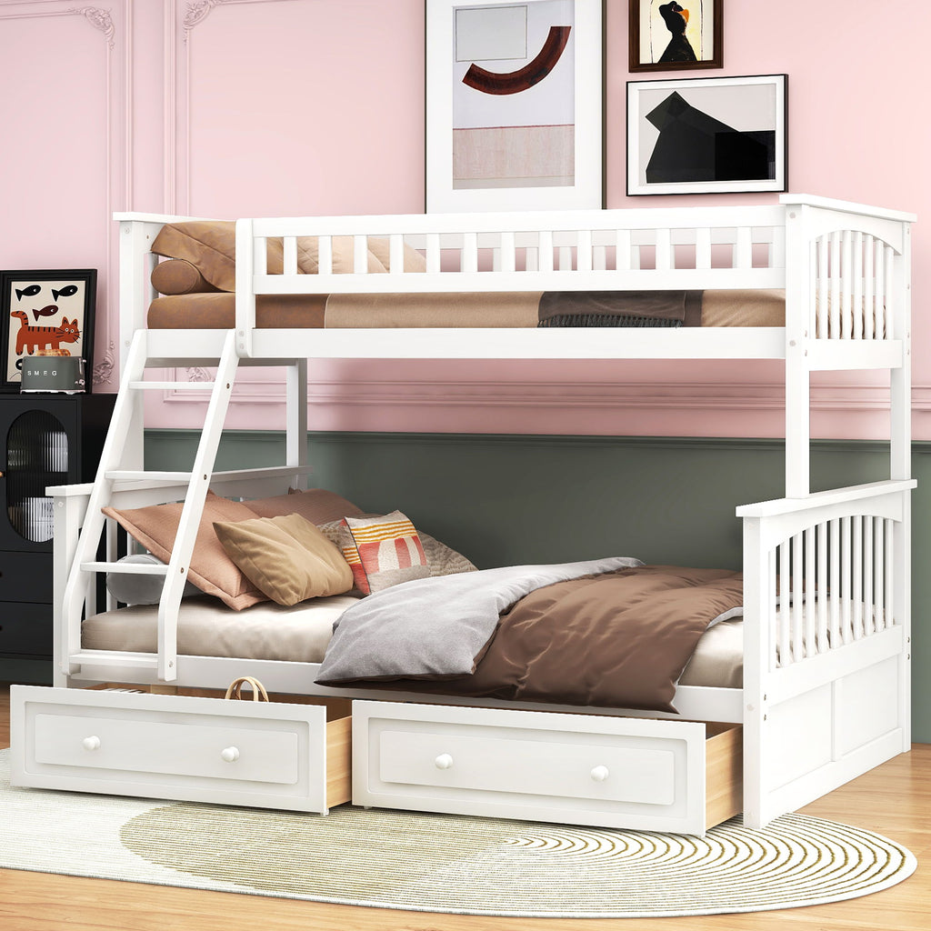 Bunk Bed With Drawers, Convertible Storage Bed