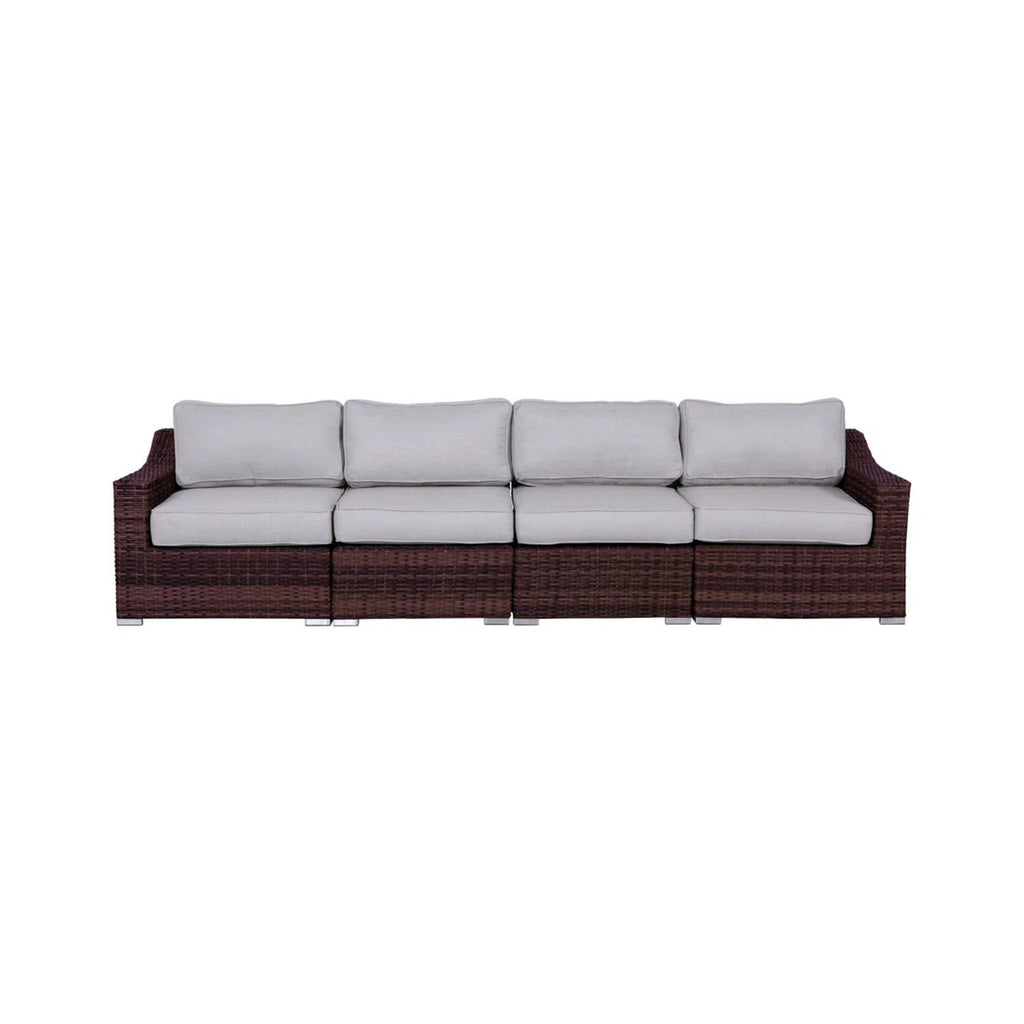 Contemporary Outdoor Rattan Wicker Sectional Seating Group With Cushions