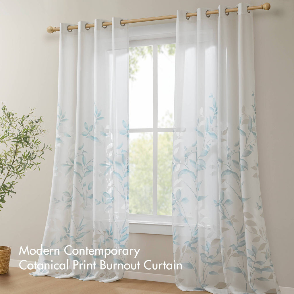 Cecily - 84" Burnout Printed Window Panel - Aqua