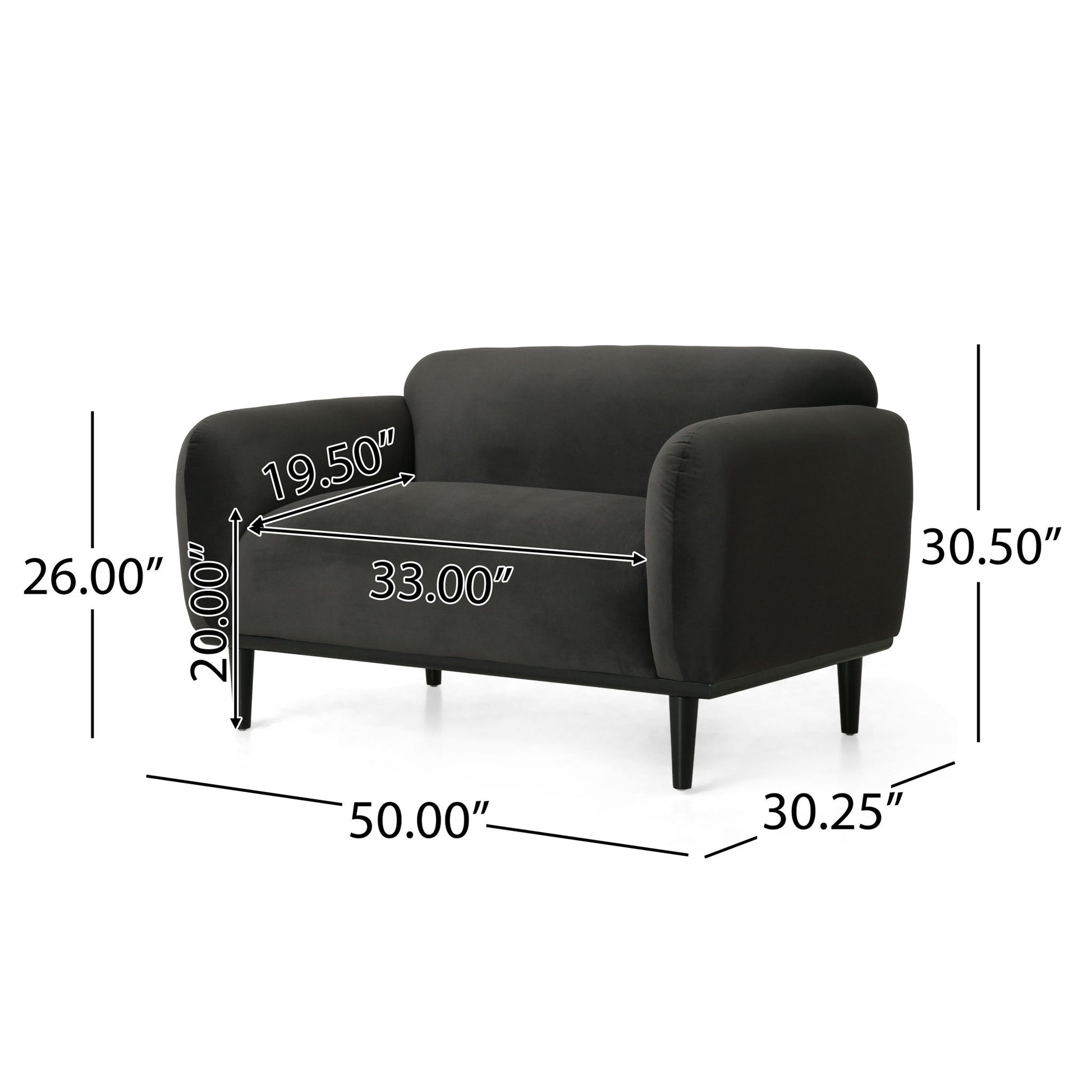 Sway - Upholstered Loveseat With Wood Legs And Round Arms