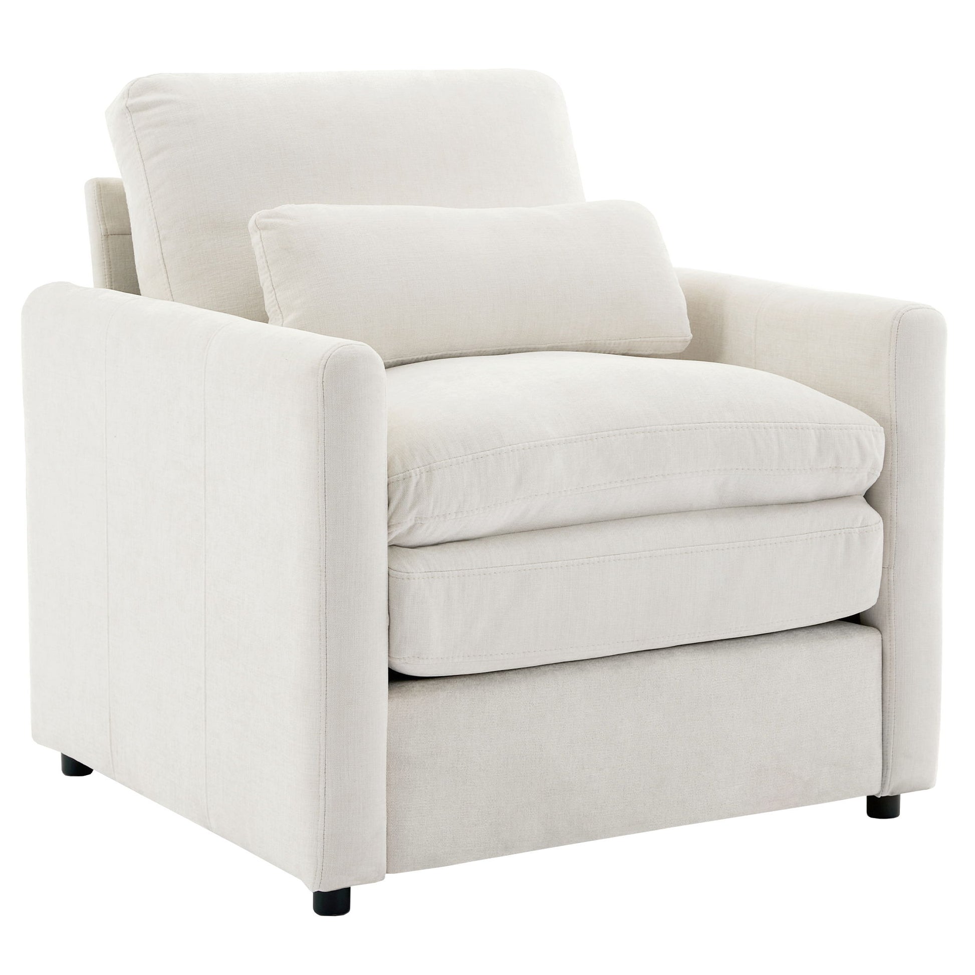 Cozy Upholstered Plush Cushion Armchair For Living Room