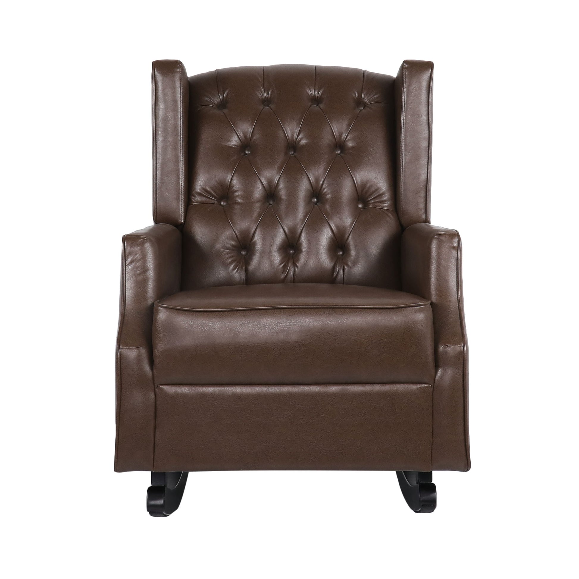 Amedou - Contemporary Tufted Wingback Rocking Chair - Dark Brown
