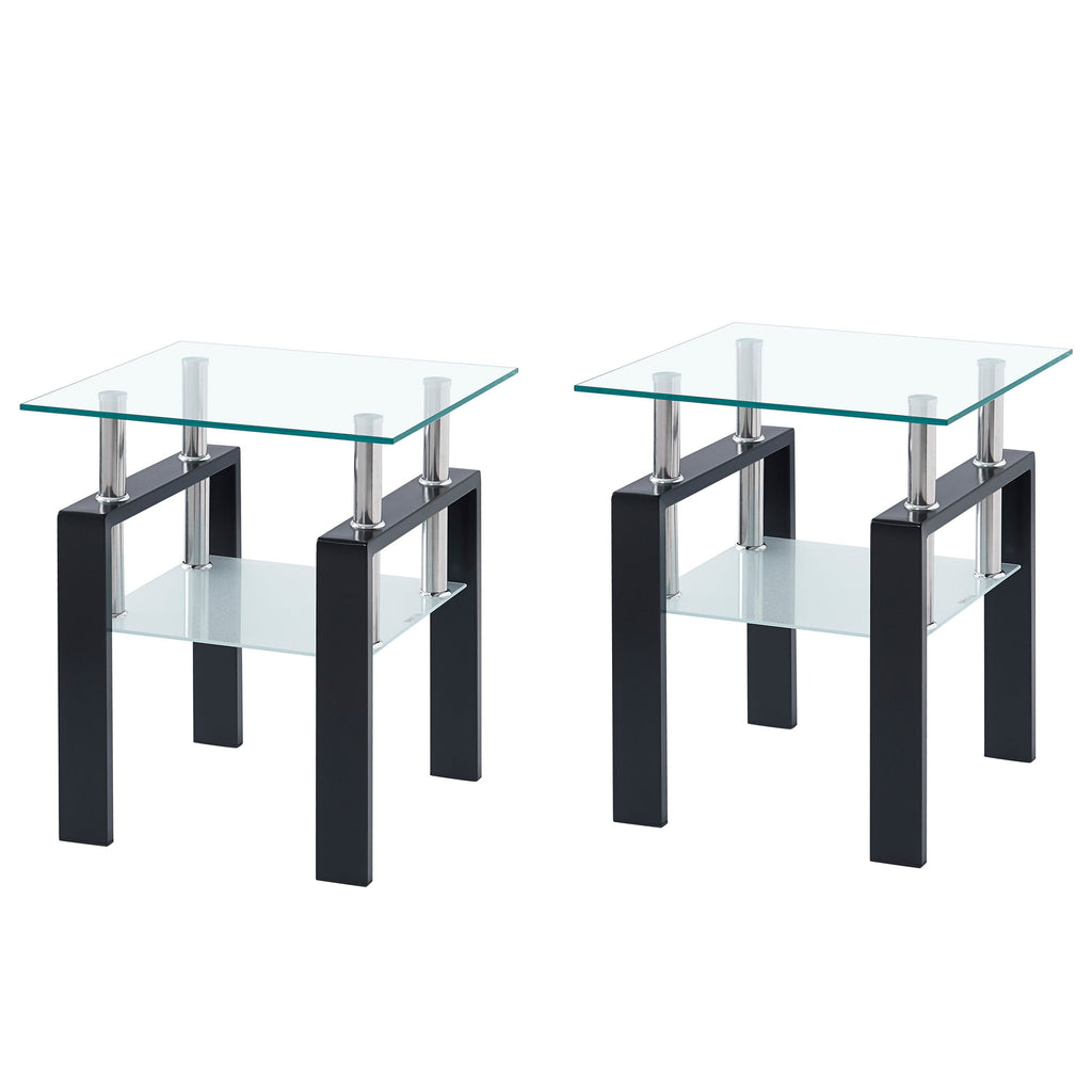 Luxury Modern Tempered Glass Coffee Table With 2 Layers