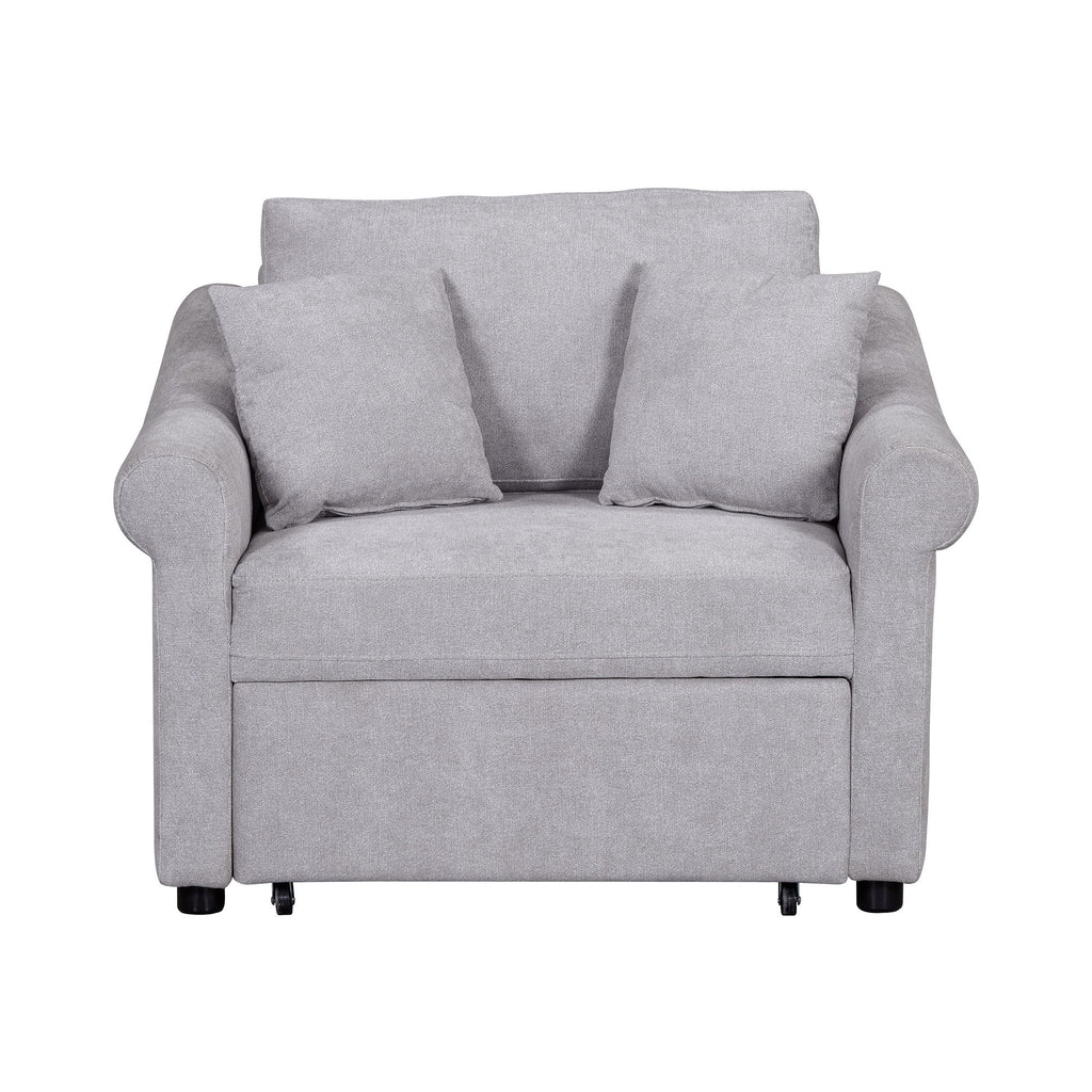 Convertible Sleeper Chair With Adjustable Backrest, 3 In 1 Lounger Chair Turns Into Bed, Single Bed For Living Room