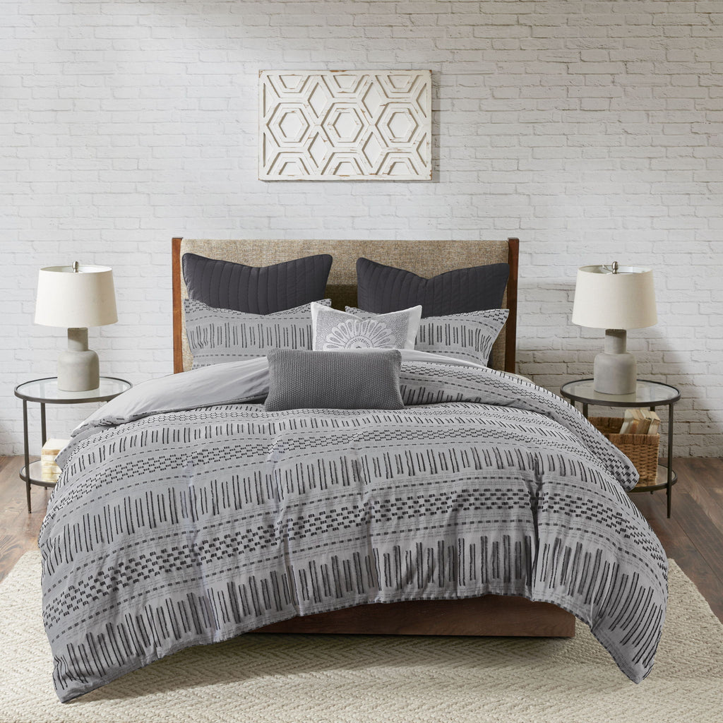 Rhea - Comforter Mini Set - Gray / Black