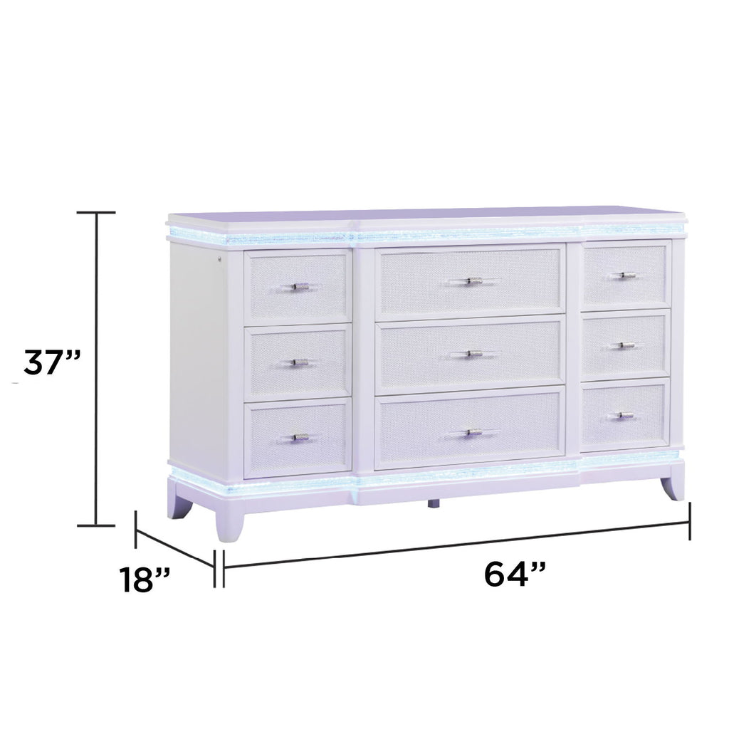 9 Drawer Dresser - White