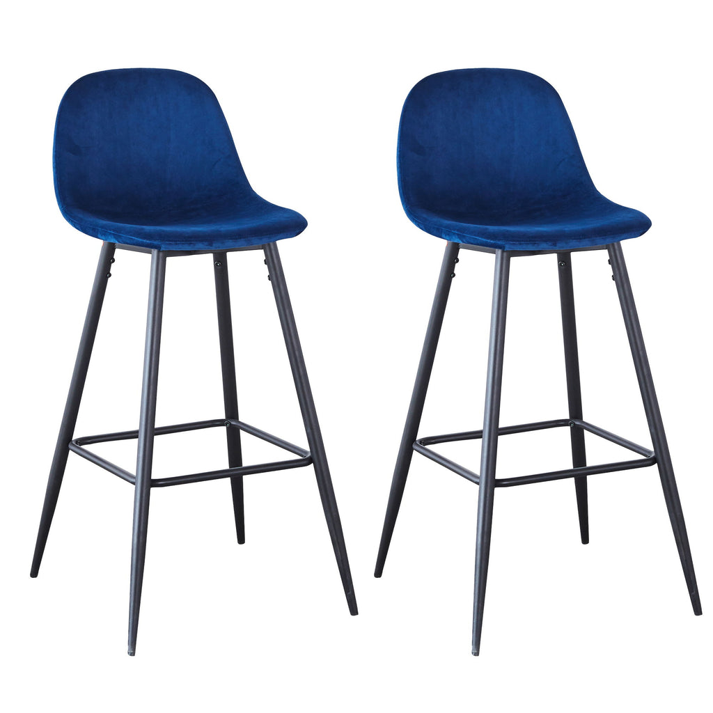 Velvet Barstool With Back (Set of 2)