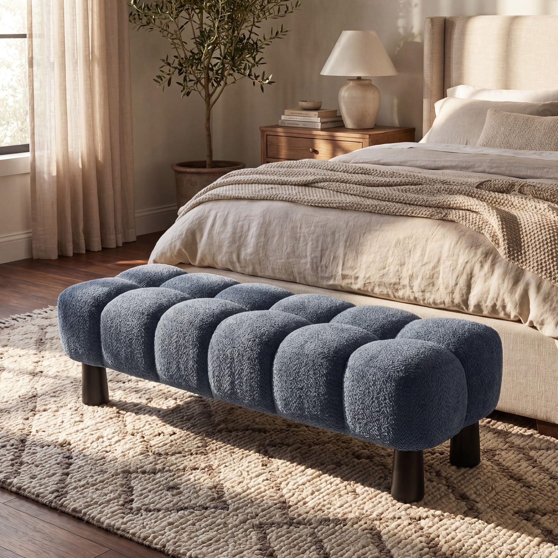 Luxury Upholstered Bench Ottoman