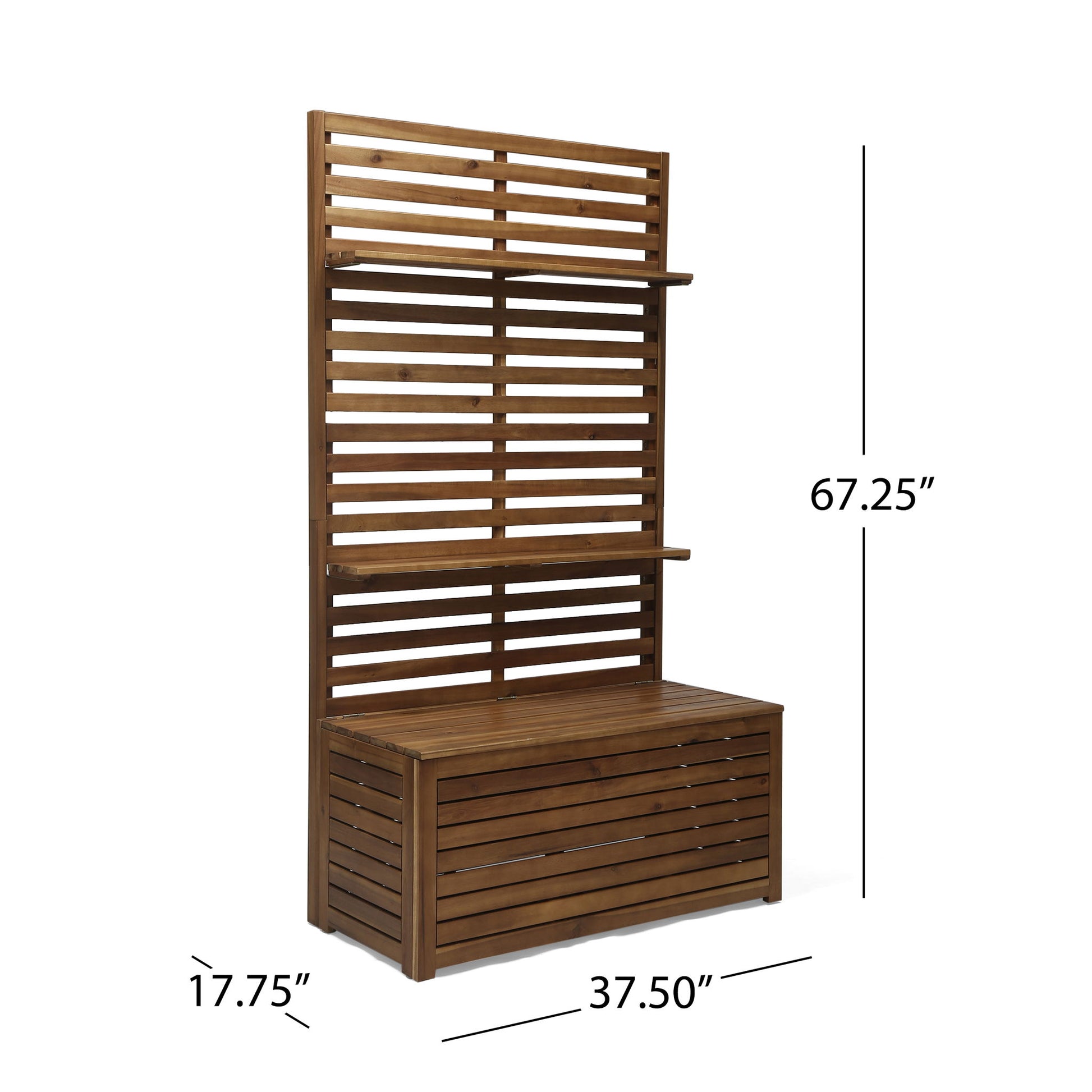 Storage Bench With Rack - Teak
