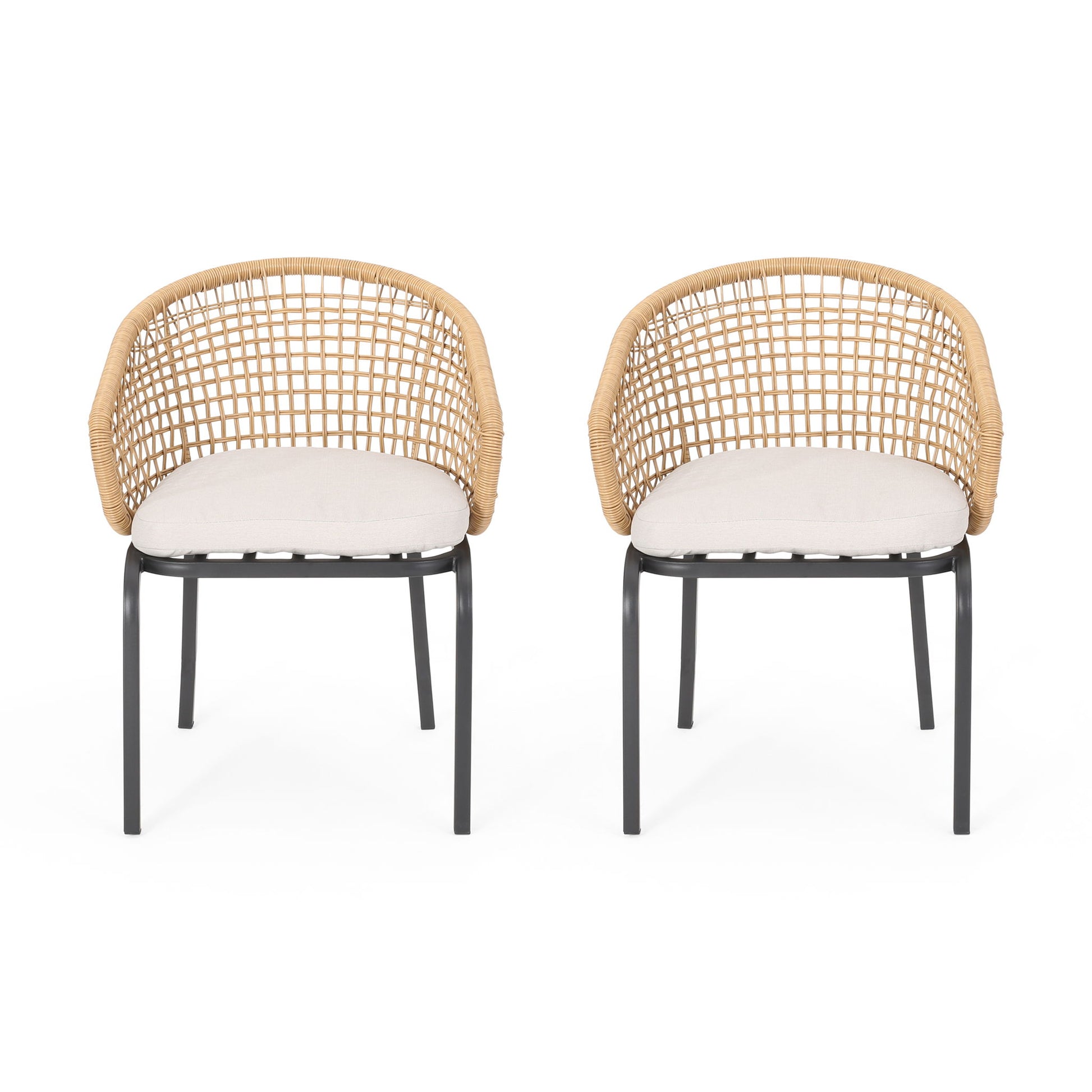 Outdoor Wicker Chair With Powder Coated Iron Legs