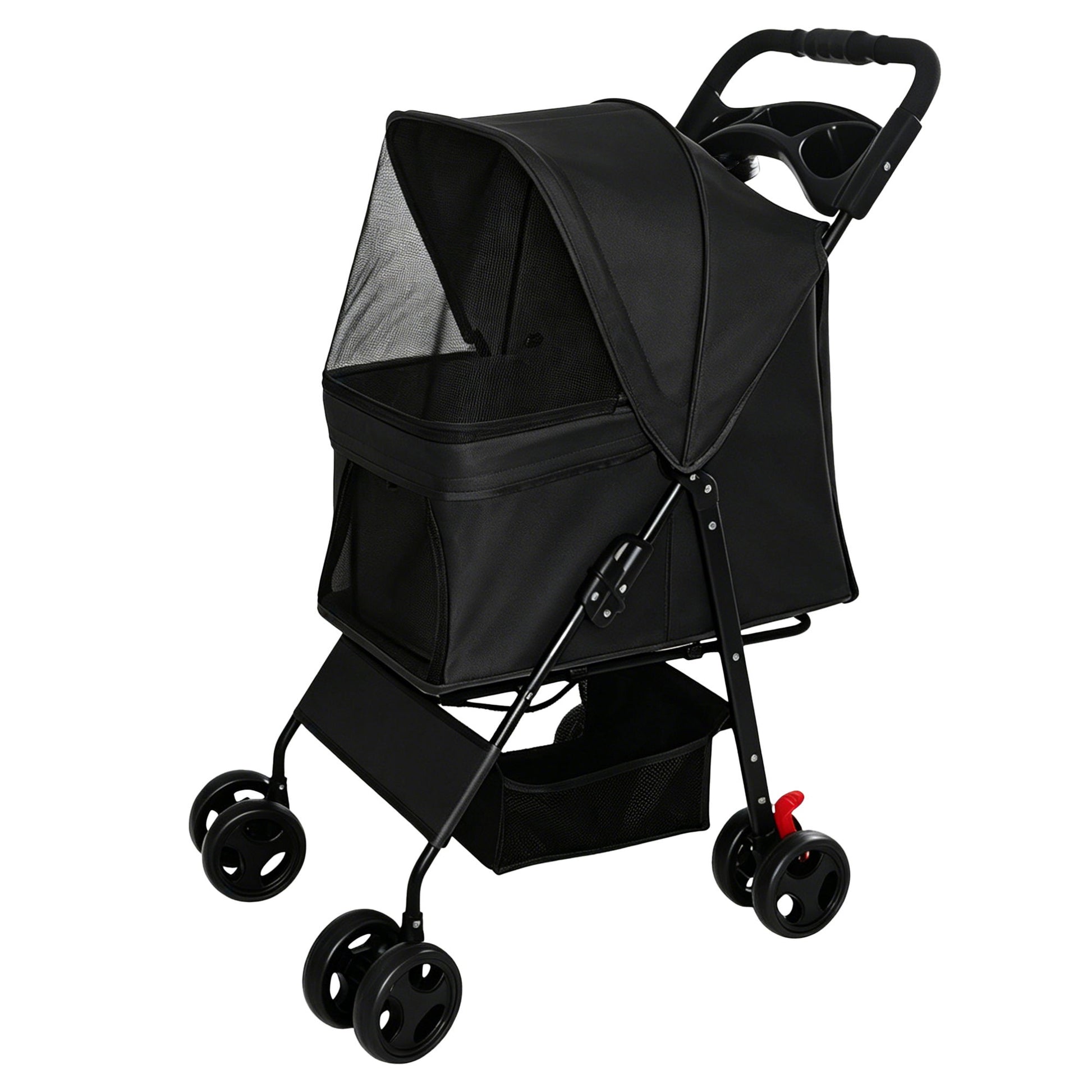 Foldable Pet Stroller For Small Dogs And Cats With Multi Functional Tray
