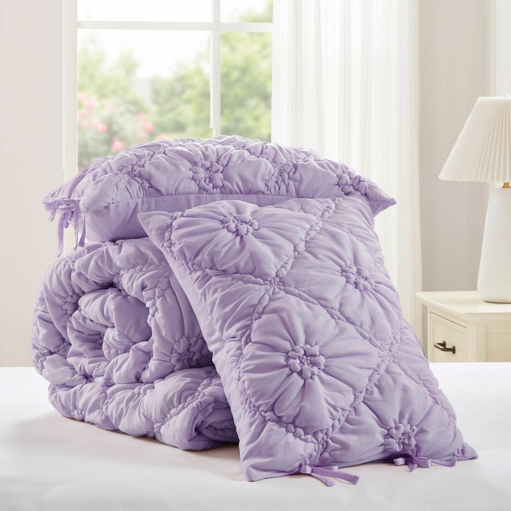 Lily - Full/Queen 3 Piece Comforter Set - Purple